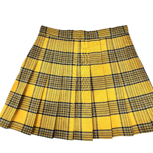 HFG Fashion Flannel Skort Yellow & Black 100% Lined, pleated, zipper waist, SM